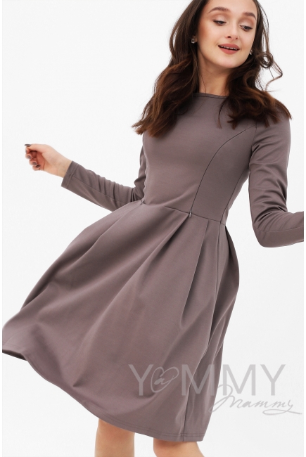 Платье для кормящих и беременных со складками, капучино