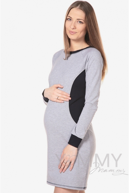 Платье спортивное для беременных и кормящих, серый меланж