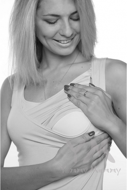 Майка для беременных и кормящих, цвет белый в горошек