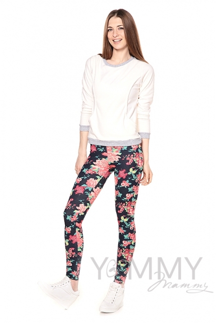 Джегинсы для родивших и беременных универсальные, с цветочным принтом