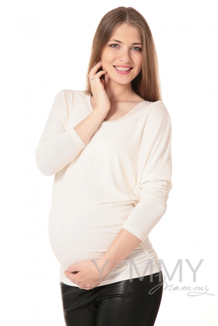 Блуза летучая мышь с топом для кормящих и беременных, цвет экрю