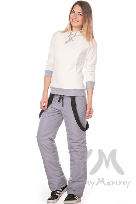 Брюки для родивших и беременных, утепленные универсальные серые