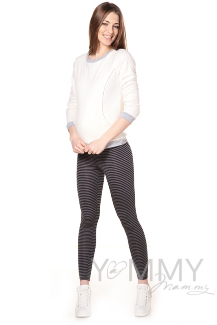 Лосины для родивших и беременных, универсальные серая / черная полоска