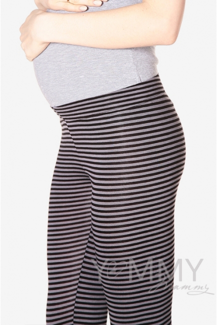 Лосины для родивших и беременных, универсальные серая / черная полоска
