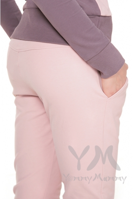 Брюки для беременных универсальные спортивные, жемчужно-розовые