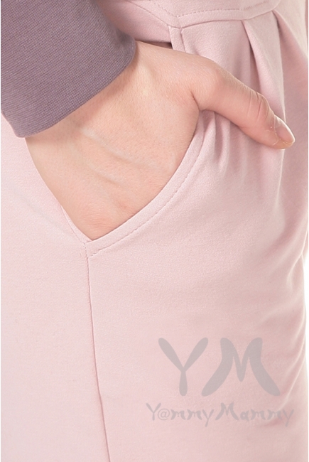 Брюки для беременных универсальные спортивные, жемчужно-розовые