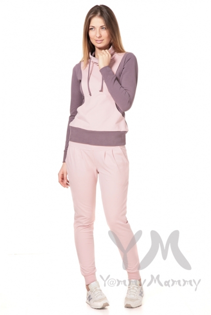 Брюки для беременных универсальные спортивные, жемчужно-розовые