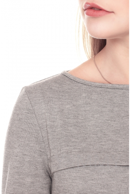 Платье для беременных и кормящих с воланом, серое