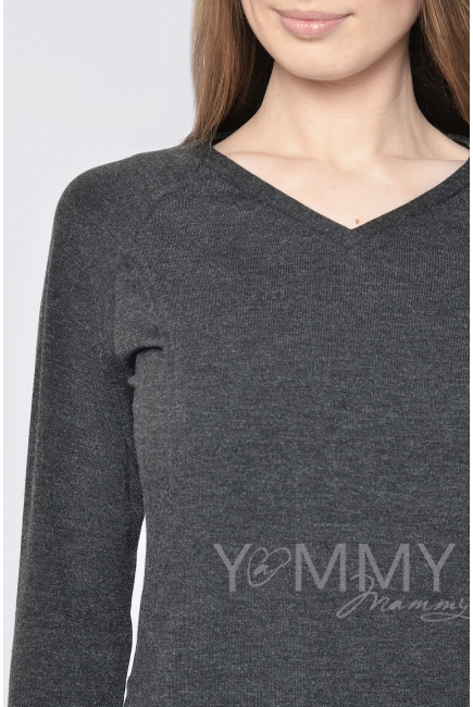 Костюм из джемпера и брюк для кормящих и беременных, серый меланж