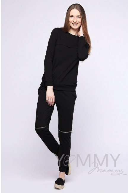 Спортивный костюм для беременных и кормящих, цвет черный