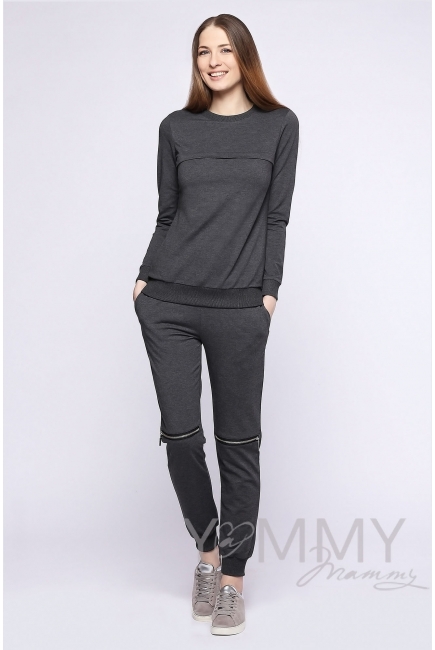 Костюм спортивный, цвет темно-серый меланж