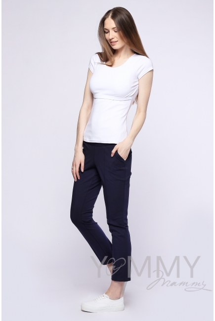 Брюки для беременных и родивших со стрелками, темно-синие