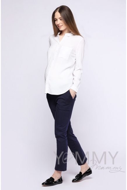 Брюки для беременных и родивших со стрелками, темно-синие