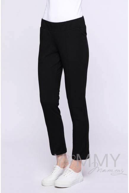Брюки для родивших и беременных со стрелками, черные
