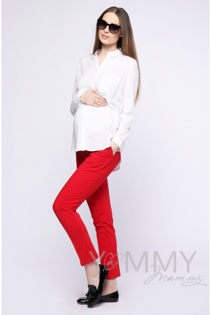 Брюки для родивших и беременных со стрелками, красные