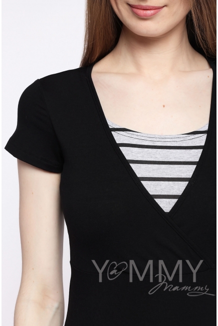Футболка для беременных и кормящих, черная