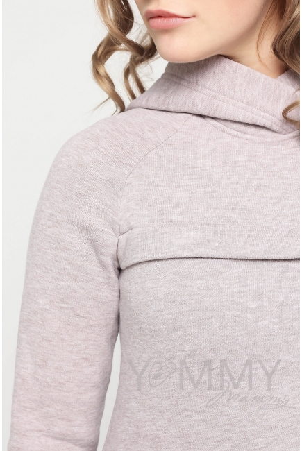 Костюм из худи и брюк бежевый меланж