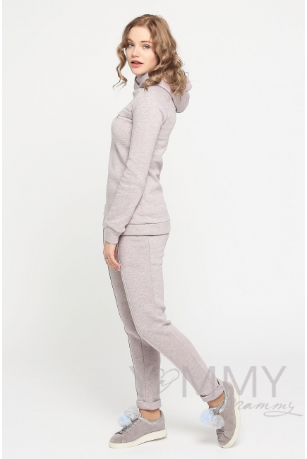 Теплый костюм для беременных и кормящих, цвет бежевый меланж