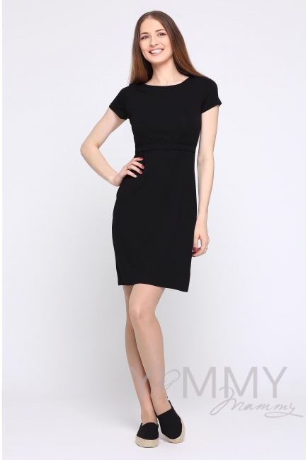 Платье для беременных и кормящих из вискозы, черное