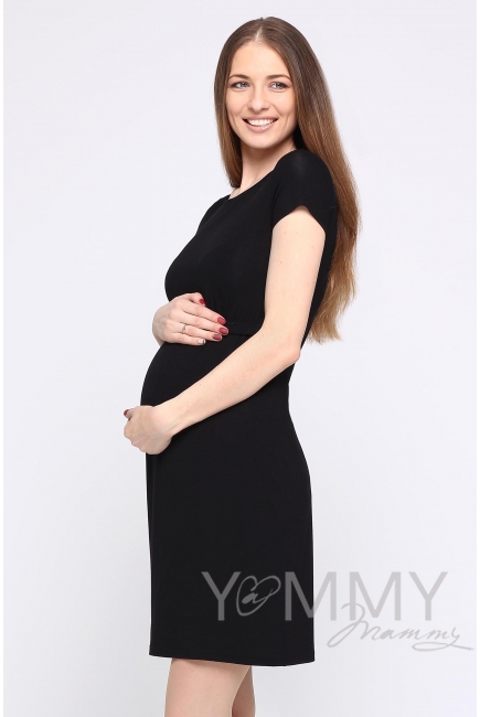 Платье черное из вискозы для беременных