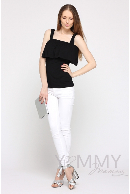 Топ с воланом для кормящих и беременных, цвет черный