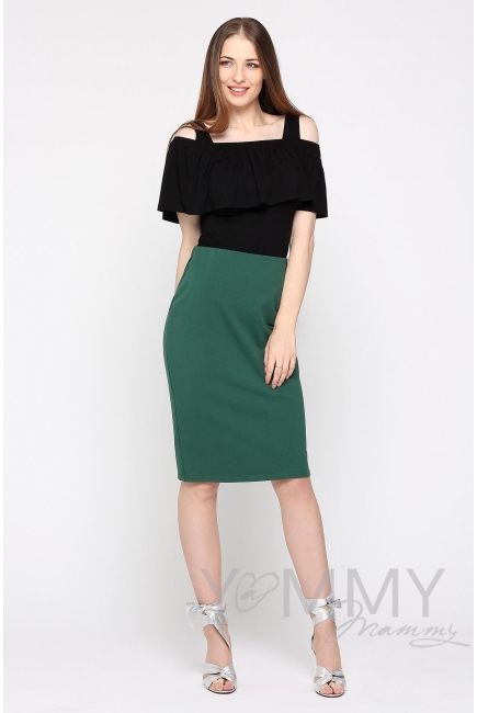 Топ с воланом для кормящих и беременных, цвет черный