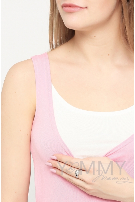 Майка для кормящих и беременных, цвет розовый с белым