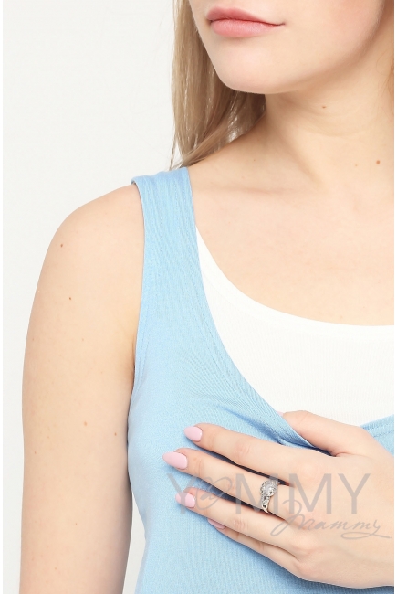 Майка для беременных и кормящих, цвет голубой с белым