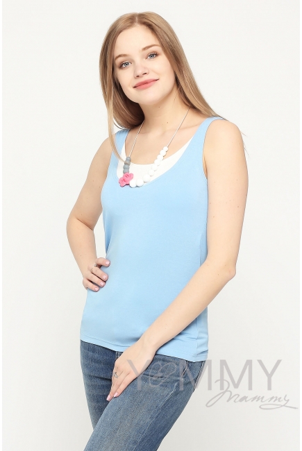 Майка для беременных и кормящих, цвет голубой с белым