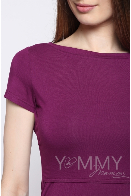 Платье для беременных и кормящих из модала с коротким рукавом, орхидея