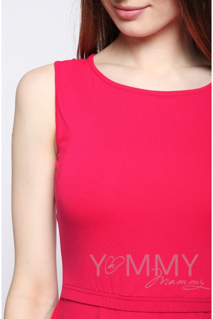 Платье для кормящих и беременных с пояском, фуксия