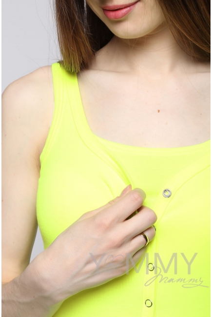 Майка поло для кормящих и беременных, желтый неон