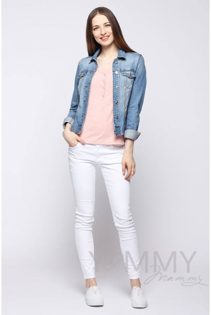 Майка поло для кормящих и беременных, розовый меланж