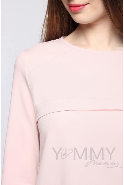 Платье для кормящих и беременных с кружевом, жемчужно-розовое