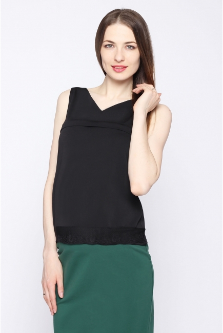 Блуза для беременных и кормящих, черная с кружевом