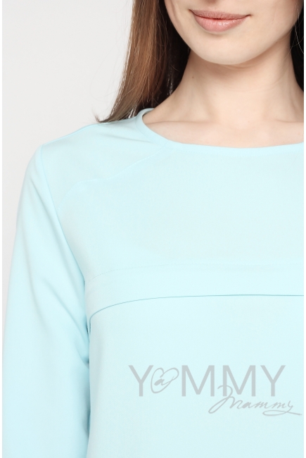 Платье для беременных и кормящих с кружевом, небесно-голубое