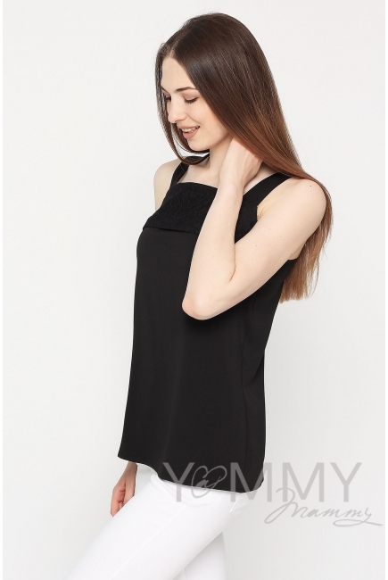 Топ с кружевом для кормящих и беременных, цвет черный
