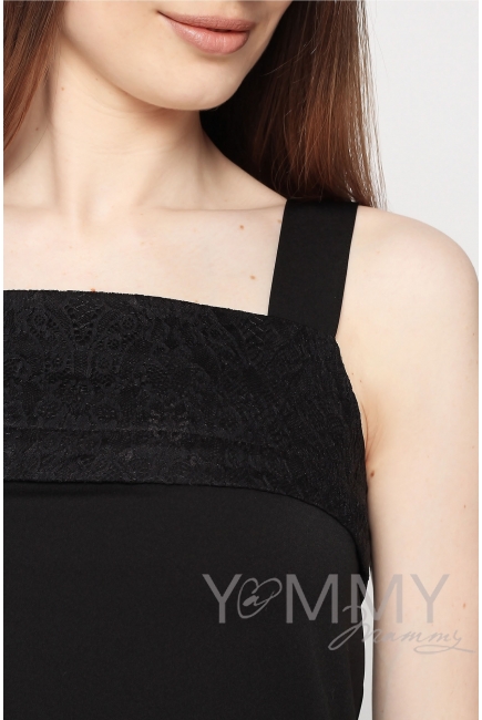 Топ с кружевом для кормящих и беременных, цвет черный