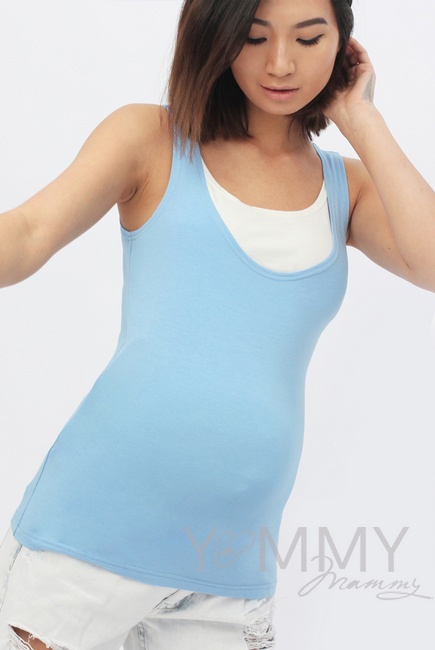Майка для беременных и кормящих, цвет голубой с белым