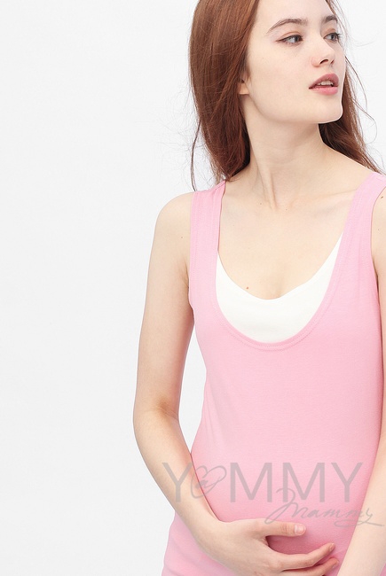 Майка для кормящих и беременных, цвет розовый с белым