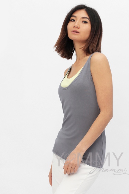 Майка для беременных и кормящих, цвет серый с жёлтым