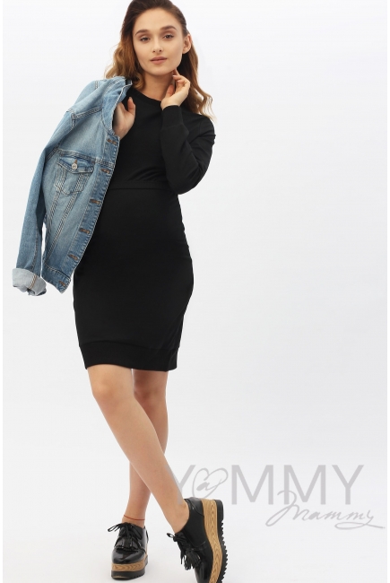 Платье-футляр для кормящих и беременных, черное