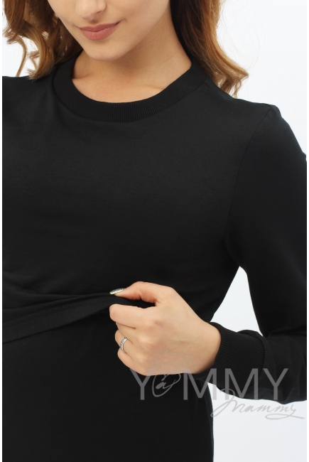 Платье-футляр для кормящих и беременных, черное