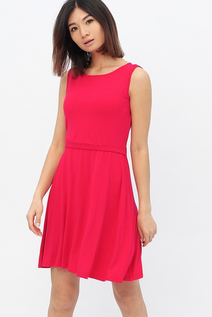 Платье для кормящих и беременных с пояском, фуксия