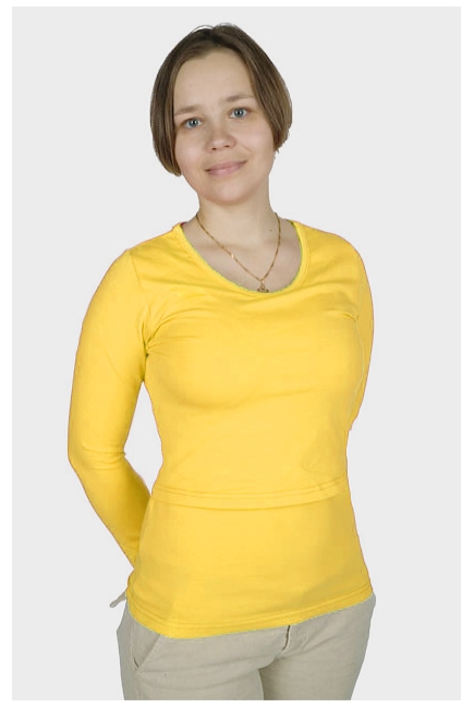 Футболка для кормящих с длинным рукавом, "Желтая"