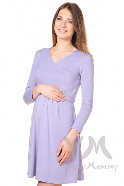 Платье для кормящих и беременных с широким поясом, лаванда