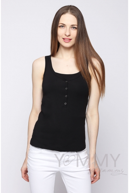 Майка поло для кормящих и беременных, черная