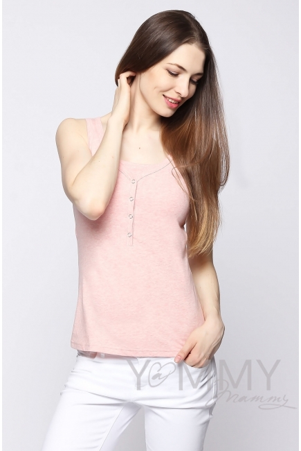 Майка поло для кормящих и беременных, розовый меланж