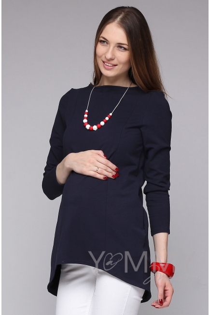 Туника для кормящих и беременных из футера, темно-синяя