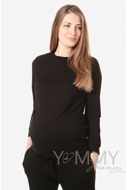 Свитшот для беременных и кормящих с секретом на молнии, черный